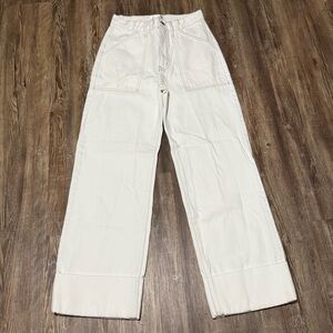 Frame Le Slim Palazzo Jeans Women's 24 Cuffed Baggy Straight in Au Natural Clean